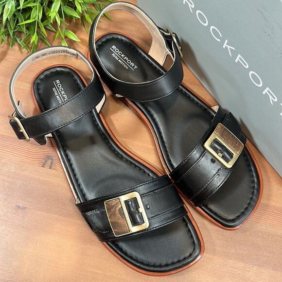 Rockport Zadie Buckle Total Motion Leather Sandals Wide Width Size 9.5 - Picture 2 of 12